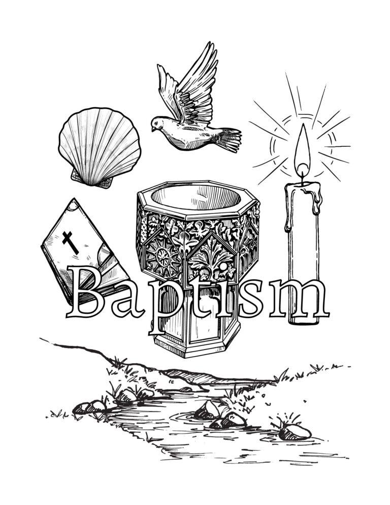 Baptism Colouring Page – Jesus, Glue & Glitter